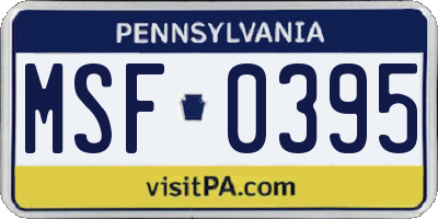 PA license plate MSF0395
