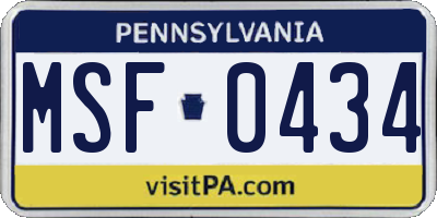 PA license plate MSF0434