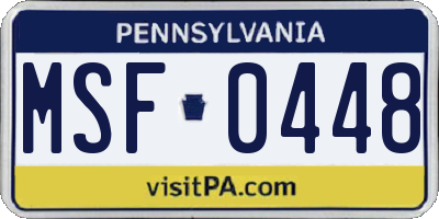 PA license plate MSF0448