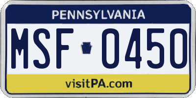 PA license plate MSF0450