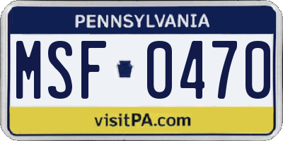PA license plate MSF0470