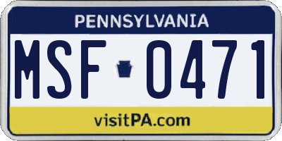 PA license plate MSF0471
