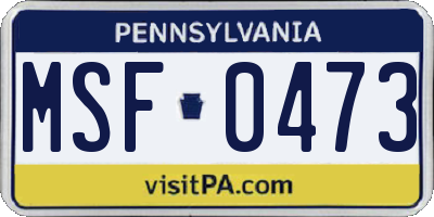 PA license plate MSF0473