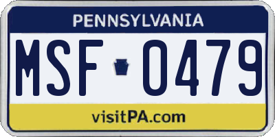 PA license plate MSF0479