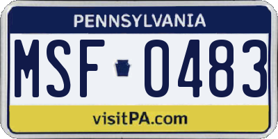PA license plate MSF0483