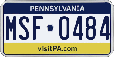PA license plate MSF0484