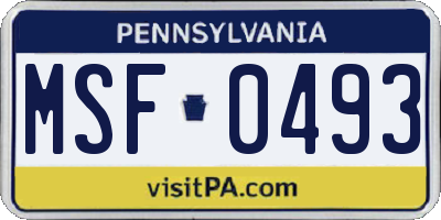 PA license plate MSF0493