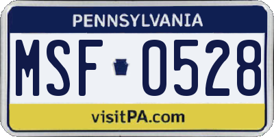 PA license plate MSF0528