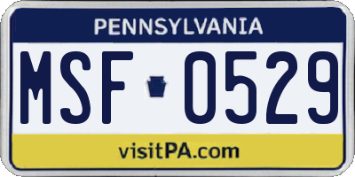 PA license plate MSF0529
