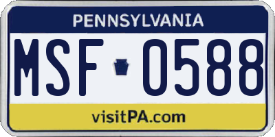 PA license plate MSF0588