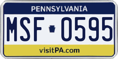 PA license plate MSF0595
