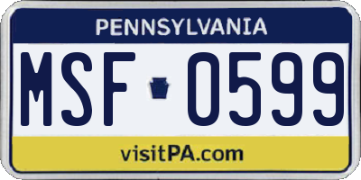 PA license plate MSF0599