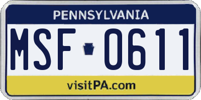 PA license plate MSF0611
