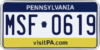 PA license plate MSF0619
