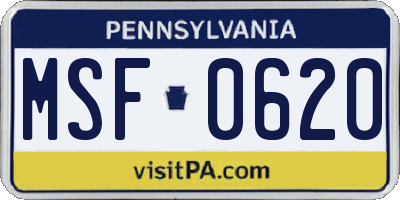 PA license plate MSF0620
