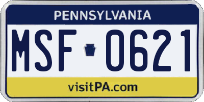 PA license plate MSF0621