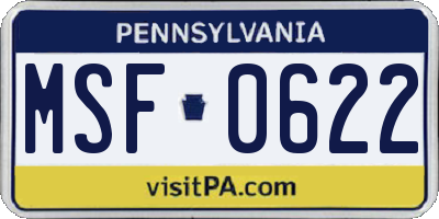 PA license plate MSF0622