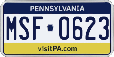 PA license plate MSF0623