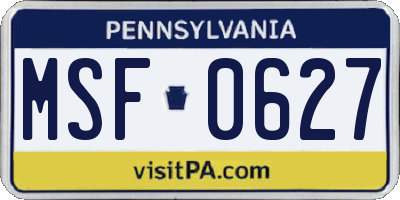 PA license plate MSF0627