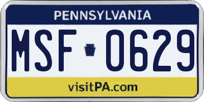 PA license plate MSF0629
