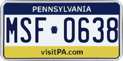 PA license plate MSF0638