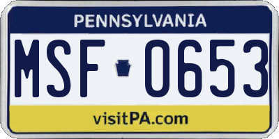 PA license plate MSF0653