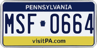 PA license plate MSF0664