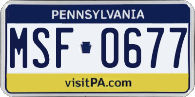 PA license plate MSF0677