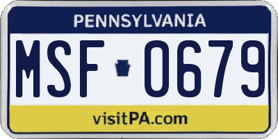 PA license plate MSF0679