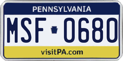 PA license plate MSF0680