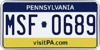 PA license plate MSF0689