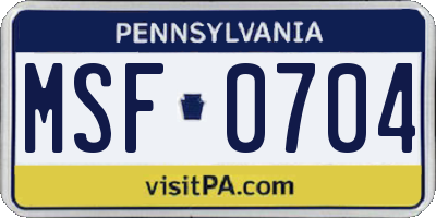 PA license plate MSF0704