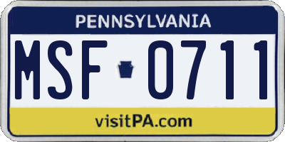 PA license plate MSF0711