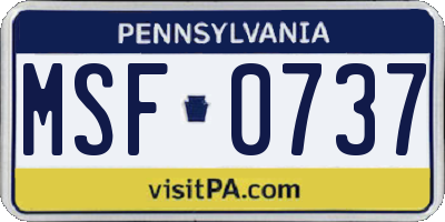 PA license plate MSF0737