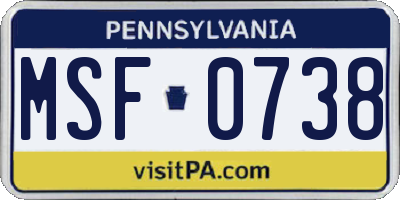 PA license plate MSF0738