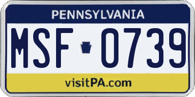PA license plate MSF0739