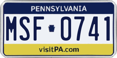 PA license plate MSF0741