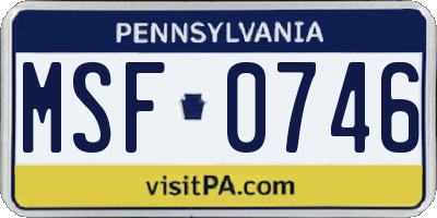 PA license plate MSF0746