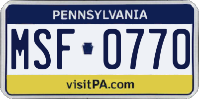 PA license plate MSF0770