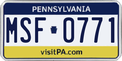 PA license plate MSF0771
