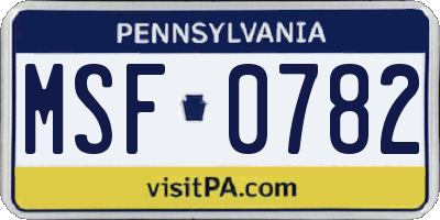 PA license plate MSF0782