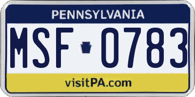 PA license plate MSF0783