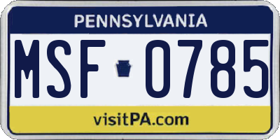 PA license plate MSF0785