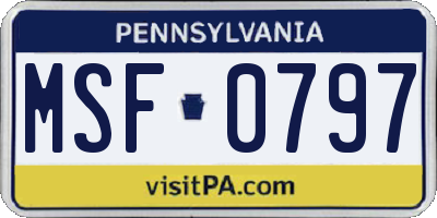PA license plate MSF0797
