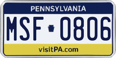 PA license plate MSF0806