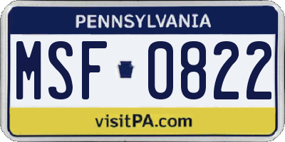 PA license plate MSF0822