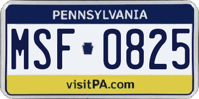 PA license plate MSF0825