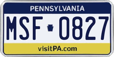 PA license plate MSF0827