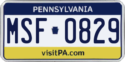 PA license plate MSF0829