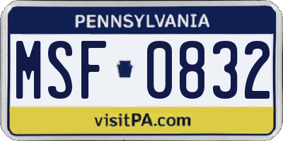 PA license plate MSF0832